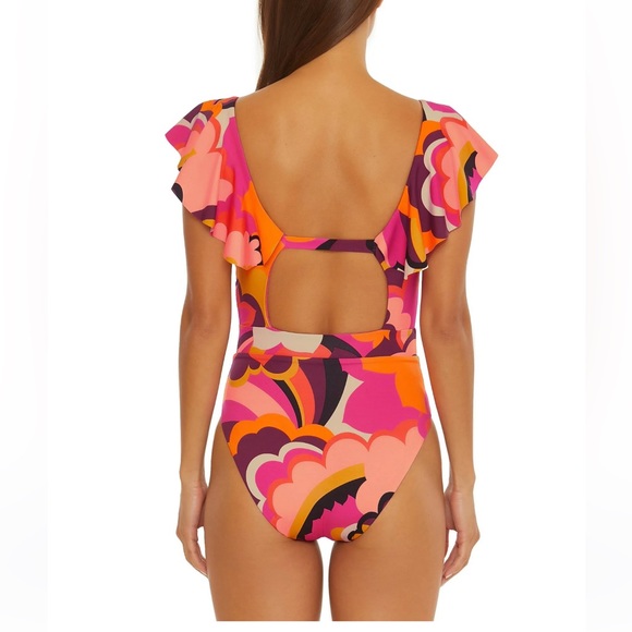 NWT TRINA TURK Fan Faire Plunge One Piece Swimsu - Picture 4 of 15